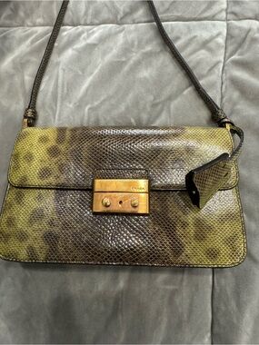 Prada Snakeskin Shoulder Bag with Gold Lock